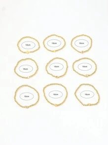 9 Stücke/Set einfache CCB Sterne & Mond Charm Armband, modisches elastisches Perlenarmband mit mehreren Elementen