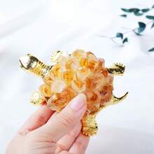 1 Máy Tính Tự Nhiên Pha Lê Động Vật Các Bức Tượng Nhỏ Rùa Rùa Đá Citrine Cụm Handmade Đồ Trang Trí Trang Trí Nhà Cửa Hàng Thủ Công - Khoảng 11,5cm - Xem 3