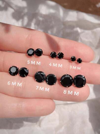 GAGAFEEL 1pair Simple & Versatile All-Match Style Super Shiny S925 Sterling Silver Cubic Zirconia Stud Earrings For Men And Women, Single Diamond Cold Personalized Ear Jewelry Accessory Gift For Everyday Wear