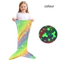 Manta con cola de sirena para niños, manta que brilla en la oscuridad con diseño de unicornio y sirena, regalo para niñas, manta suave de franela y polar para bebés y niños, saco de dormir para niños (Este producto necesita absorber luz durante aproximadamente 2 horas para tener un efecto luminoso y no puede durar toda la noche)