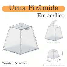 Urna Acrílico Sorteio Caixa Sugestões Pirâmide 15 X 15 Cm - Transparente - Visão 1