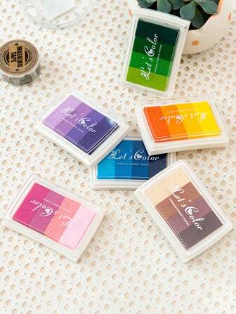 6pcs/2pcs Set Multi-Color Rainbow Washable Fingerprint Ink Pad, Craft Ink Pad Suitable For Paper, Wood, Fabric, 24 Colors Random