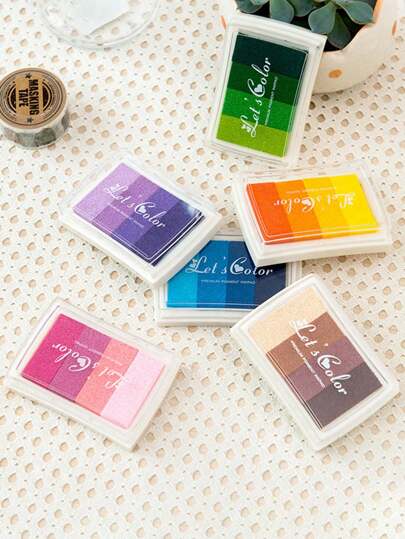 6pcs/2pcs Set Multi-Color Rainbow Washable Fingerprint Ink Pad, Craft Ink Pad Suitable For Paper, Wood, Fabric, 24 Colors Random