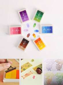 6pcs/2pcs Set Multi-Color Rainbow Washable Fingerprint Ink Pad, Craft Ink Pad Suitable For Paper, Wood, Fabric, 24 Colors Random