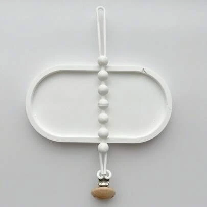 1只嬰兒矽膠奶嘴安撫牙膠玩具夾帶木質夾子