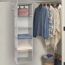 LIVINGANDHOME Living And Home 5-Tier Closet Hanging Organizer - Light Grey - View 3