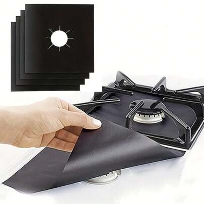 4/8/10pcs Gas Stove Mat Reusable Gas Stove Protection Mat, High Temperature Resistant And Cuttable Burner Protector Liner, Thickness 0.12mm, Used For Kitchen Stove Cleaning