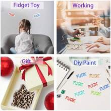 100/200 件木制镂空恶作剧礼物 F U C K S 字母片坏心情发泄恶搞 DIY 工艺品轻便，是送给丈夫妻子朋友的完美礼物，也是 DIY 工艺品剪贴簿生日情人节周年纪念圣诞节情人节万圣节的有趣礼物 - 木片 - 查看 10