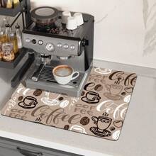 1 pieza Alfombrilla vintage suave, Alfombrilla antideslizante súper absorbente y duradera para máquina de café, alfombrilla para mascotas, alfombrilla decorativa para mesa de comedor, suministros de cocina - Multicolor - Ver 2