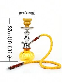 高端彩色阿拉伯水煙吸管套裝，單管可攜式塑料水煙瓶，適用於家庭使用，原裝製造商製造 - 黃色 - 查看 6