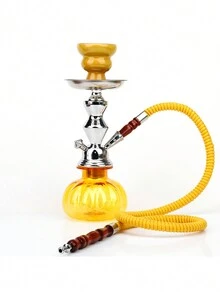 高端彩色阿拉伯水煙吸管套裝，單管可攜式塑料水煙瓶，適用於家庭使用，原裝製造商製造 - 黃色 - 查看 2