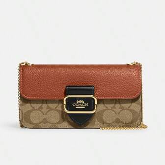 Coach Morgan Crossbody 采用撞色标志性帆布和铆钉设计 女士单肩包 CF475 IME7V