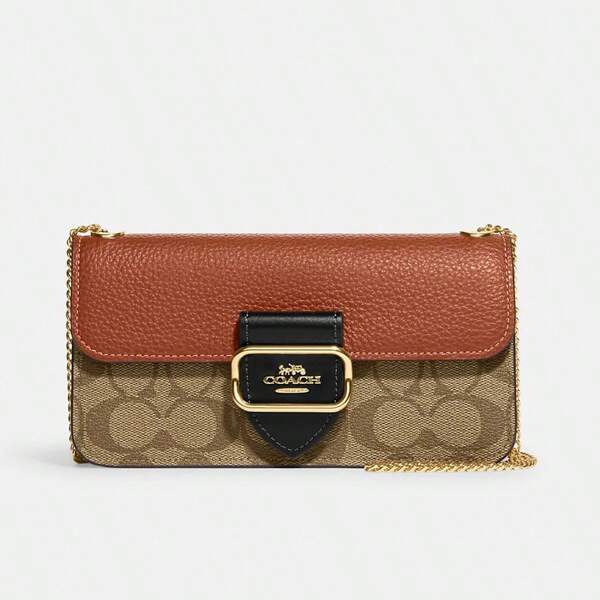 Coach Morgan Crossbody In Colorblock Signature Canvas With Rivets Women Shoulder Bag CF475 IME7V