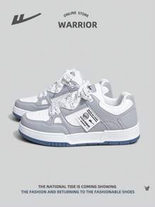 WARRIOR 1 đôi giày đế bằng thể thao nữ đế mềm, có dây buộc chéo phía trước và vải PU, thích hợp cho các hoạt động ngoài trời và thông thường - Xám - Xem 1