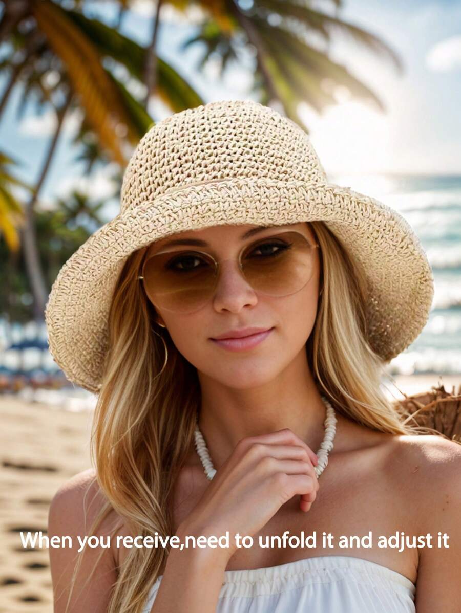 FADZOYLE Foldable Wide Brim Sun Hat, Packable Beach Hat For Women, Summer Sun Protection