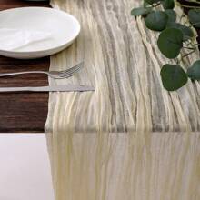 10pcs Rectangular Table Runner, 180*90cm, 300*90cm, 400*90cm, Cheese Cloth Table Runner, Boho Cheesecloth Table Cloth, Transparent Tablecloth, Suitable For Wedding Bride Baby Shower Birthday Or Holiday Party Cake Table Decor, Romantic Banquet Table Decor Chiffon Table Runner For Birthday, Wedding, Party, Holiday Celebration And Baby Shower