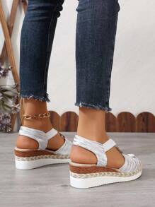 Summer Women's Snake Print Woven Rope Roman Wedge Sandals, Size 43, Comfortable Platform Gladiators