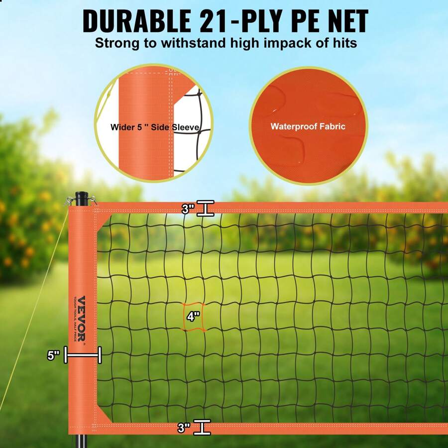 VEVOR Outdoor Portable Volleyball Net System, Adjustable Height Aluminum Poles, Professional