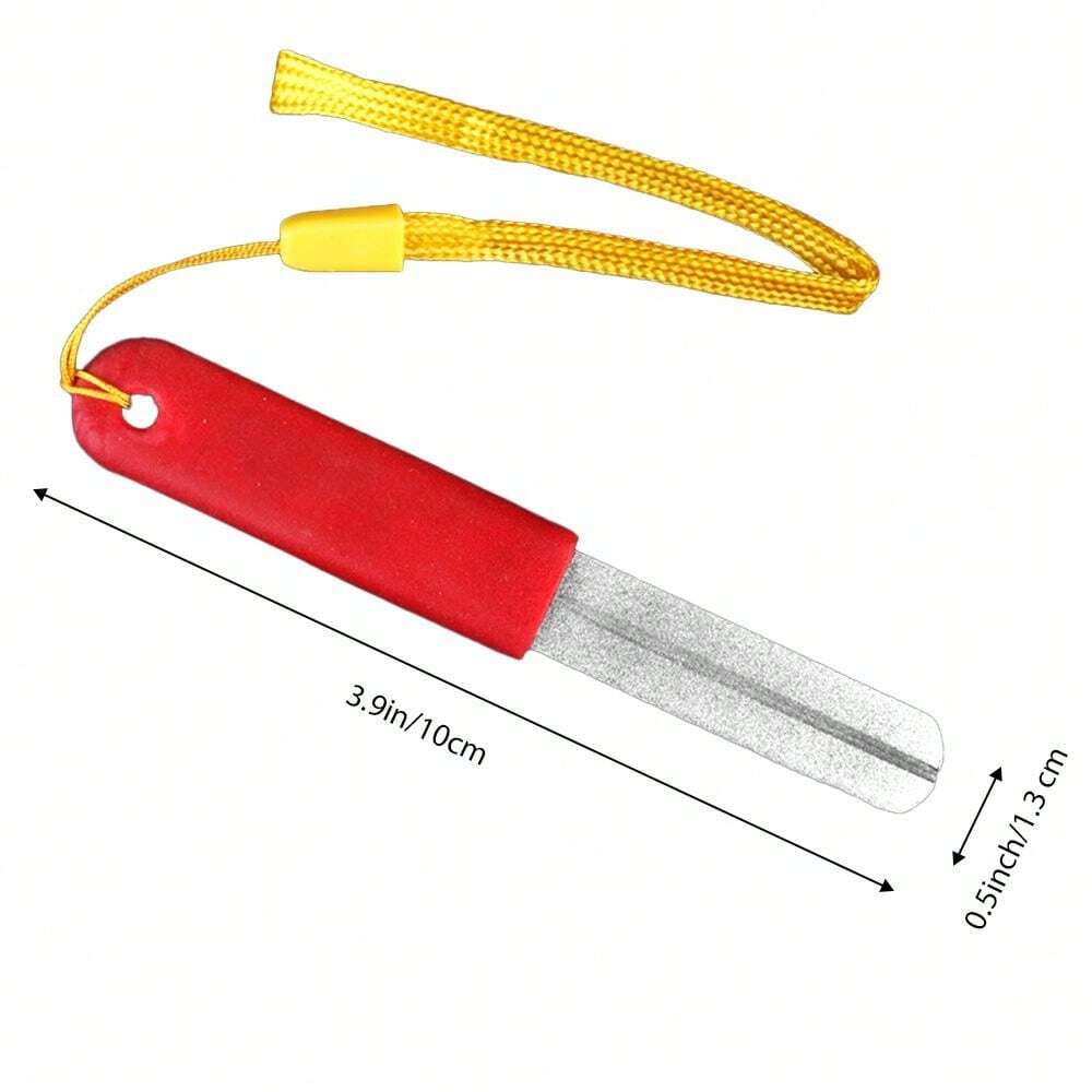1pc Fish Hook Sharpener Diamond Knife Dual Sided With Three Grooves And