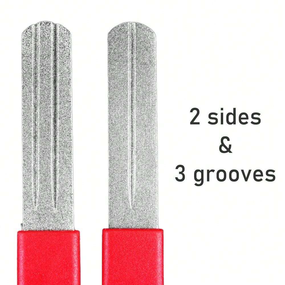 1pc Fish Hook Sharpener Diamond Knife Dual Sided With Three Grooves And