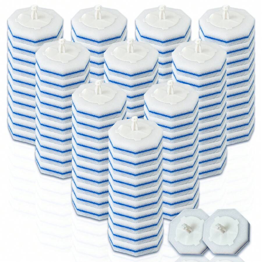 10/100 Số lần nạp lại bàn chải nhà vệ sinh nâng cấp hình bát giác dùng một lần, được sử dụng để làm sạch nhà vệ sinh, chất tẩy rửa nhà vệ sinh, chà bong bóng, nạp lại giấy vệ sinh, miếng làm sạch nhà vệ sinh