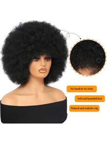 70s Afro Wig With Bangs Curly Wigs For Women Afro Kinky Curly Wig Premium Synthetic Big Afro Wig