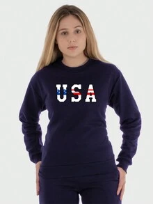 Women Sweatshirts - 藏蓝色 - 查看 1