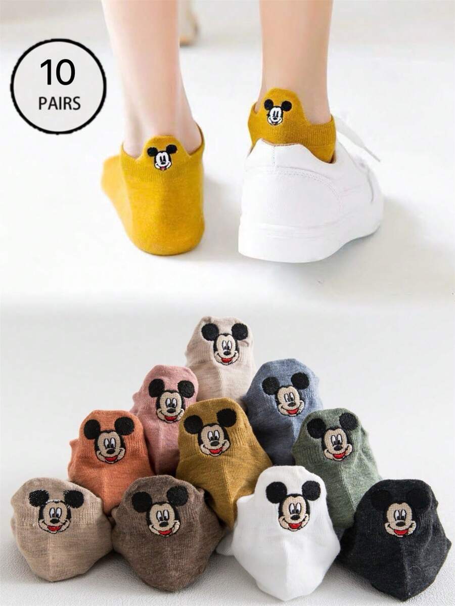 10 pares de calcetines femeninos "Avatars" japoneses, de diez colores lindos, que levantan las orejas, antideslizantes y amigables con la piel, cómodos, absorben el sudor, respirables y resistentes al olor