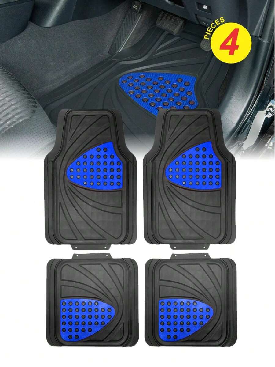 Tapetes alfombrillas de goma uso rudo antideslizantes impermeables universales Set 4 Uds - Azul - Ver 1