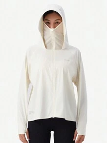 TECTOP 女款防曬連帽外套,upf 200+全拉鍊紫外線防護,適用於戶外徒步旅行的長袖衣,帶可拆卸連帽,加上拇指孔 - 白色 - 查看 7