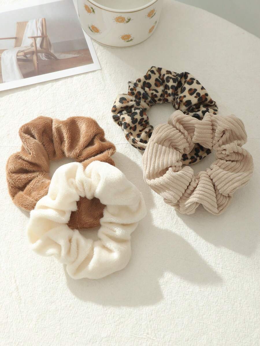 4pcs Girls Minimalist Style Hair Tie/Scrunchie For Everyday Hair Decoration - Multicolor - View 1