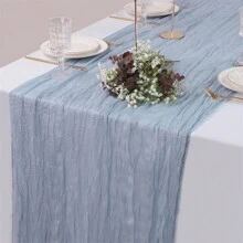 10pcs Rectangular Table Runner, 180*90cm, 300*90cm, 400*90cm, Cheese Cloth Table Runner, Boho Cheesecloth Table Cloth, Transparent Tablecloth, Suitable For Wedding Bride Baby Shower Birthday Or Holiday Party Cake Table Decor, Romantic Banquet Table Decor Chiffon Table Runner For Birthday, Wedding, Party, Holiday Celebration And Baby Shower