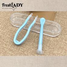 FRESH LADY Christmas Freshlady Student Eye Makeup Look Pupilentes Contact Lens Case Clip Stick Tweezers Combination Box Piece Clip Set For Lenses Random Color - White - View 5