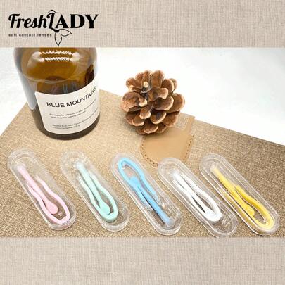 FRESH LADY Weihnachts-Freshlady Studenten Make-up Look Kontaktlinsen Behälter Clip Stift Pinzette Kombinations-Box Stück Clip Set für Linsen, zufällige Farbe