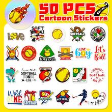 Bộ 50 Miếng Dán Bóng Chày Màu Vàng, Đề Can Bóng Thể Thao Hoạt Hình Chống Nước Cho Ván Trượt Hành Lý Laptop - bóng chày màu vàng - Xem 2