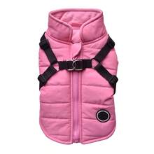 Small Dog Winter Clothes With Harness Vest, Pet Warm Padded Coat