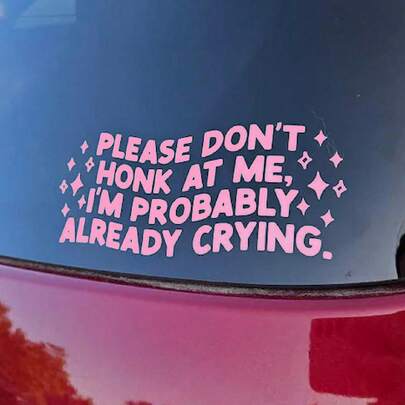 Please Don't Honk At Me I'm Probably Already Crying Decal / Funny Bumper Sticker / Car Accessories / Cute Car Sticker