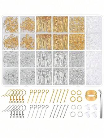 Earring Making Kit, Modacraft 1000pcs Earring Making Supplies Kit With Hooks, Ear Wires, Backs, Jump Rings For Jewelry Making