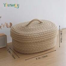 Yiuswoy 1 peça Caixa de Armazenamento à Prova de Poeira com Tampa, Cesta de Armazenamento Trançada Minimalista para Organização de Celulares, Cosméticos, Chaves, Controles Remotos, Lanches, Trabalhos Manuais. Adequado para Banheiro, Sala de Estar, Quarto, Escritório, Dormitório, Decoração de Casa