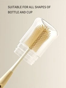 Bộ bàn chải bình sữa silicon dành cho trẻ sơ sinh, bao gồm bàn chải núm vú, bàn chải ống hút, đế & hộp đựng - Màu Khaki - Xem 3