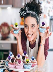 60pcs/Box Cupcake Decorative Pansy Flowers, Wafer Paper Printed Birthday Cake Toppers - Multicolor - View 3