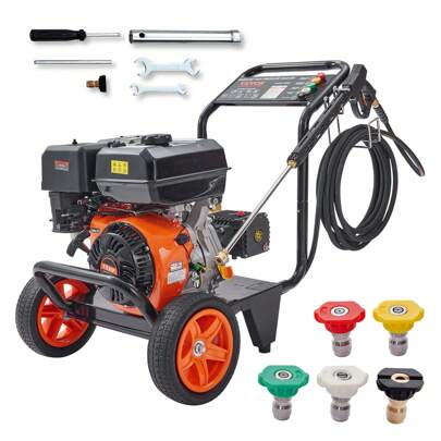 Gas Pressure Washer, 4400 PSI 4.0 GPM, Gas Powered Pressure Washer With Copper Pump, Spray Gun And Extension Wand, 5 Quick Connect Nozzles, For Cleaning Cars, Homes, Driveways, Patios