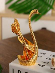 Swan & Fruit Salad Fork And Spoon Set With Zinc Alloy Plating Technology, Creative Cutlery Set For Kitchen ,Kitchen,Christmas Gift,School Supplies