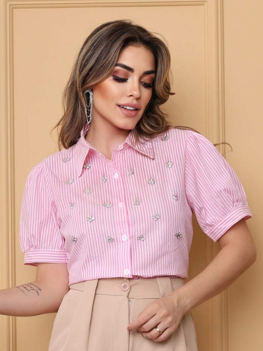 Women Blouses - 粉色 - 查看 1