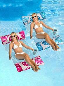 1 Stück/2 Stück zufälliger Stil aufblasbares Ahornblatt Lufthängematte, lässige Netz-Rückenlehne Schwebebett, faltbare Schwimmunterlage, Strand-Utensilien & Schwimmspiele Pool Schwimmhilfe, Strandaccessoires