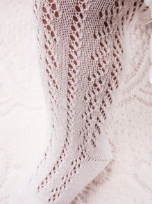 1 Paar Sommer Baby Mädchen Socken mit Schleife, Kinder lange weiße Kniestrümpfe mit Hohlmuster, Kleinkind Prinzessin Netzsocken