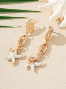 1 para letnich kolczyków w stylu muszli i rozgwiazdy w stylu oceanu plażowego, kolczyki z motywem życia morskiego dla kobiet, idealne na plażowe wakacje dla kobiet, idealny prezent dla niej na święta