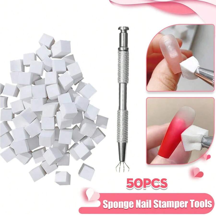 XEIJAYI 1Pc+50Pcs 1cm*1cm Small Nail Gradient Soft Sponge Design Square Drawing Painting Stamp Sponge Color Fade Block Blush Nail Buffers Makeup Pad,Nail Supplies,Nail Tools,Nail Art Tools,Back To School,Nails,Nail Tools For Press On Nails