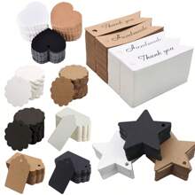 100 Piezas/pack Etiquetas De Ropa Con Forma De Corazón/redondas/florales, Colores Marrón/blanco/negro Opcionales, Se Utiliza Para Ropa, Cocina, Horneado, Etiqueta En Blanco