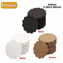 100 Piezas/pack Etiquetas De Ropa Con Forma De Corazón/redondas/florales, Colores Marrón/blanco/negro Opcionales, Se Utiliza Para Ropa, Cocina, Horneado, Etiqueta En Blanco